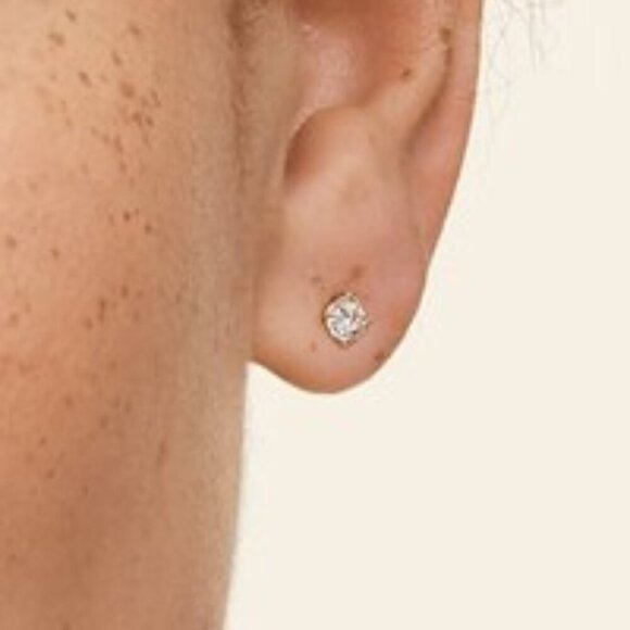 Moissanite 0.5 CT Round Stud Earrings 4 Prong Yellow Gold Plated 925Sterling NWT - Picture 7 of 13